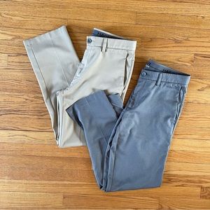 Haggar In Motion Mens Travel Pants Wrinkle Free Bundle of 2 Size 34 x 32